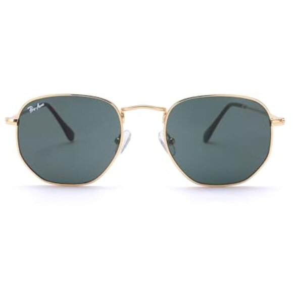 Small Square Sunglasses 100% Real Glass Lens Hexagonal Frame Unisex main image 4